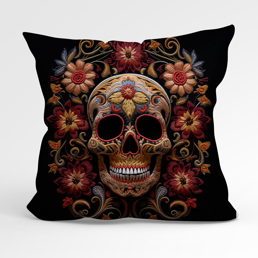 CUSHION Panel Sunset Bloom Skull CP-179