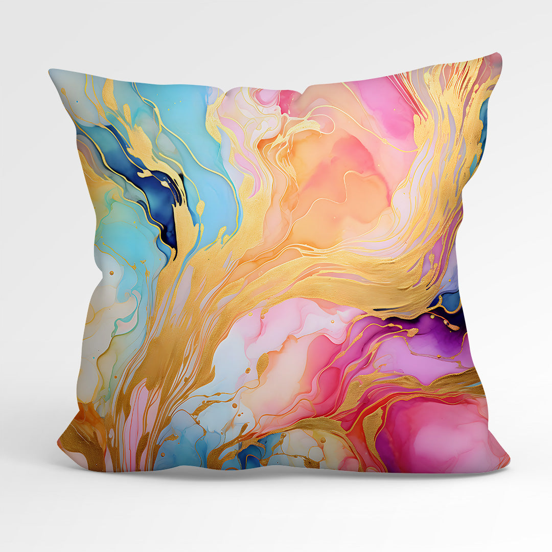 CUSHION Panel Ink Abstract Pink and Gold CP-133