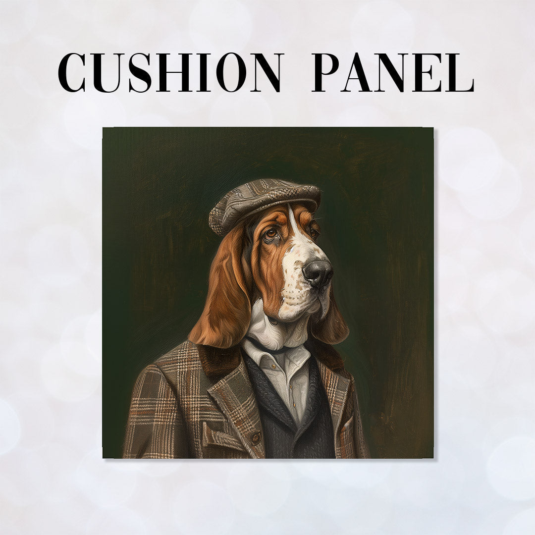 CUSHION Panel Vintage Basset Hound CP-296