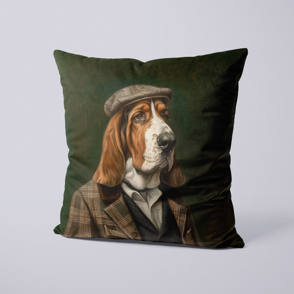 CUSHION Panel Vintage Basset Hound CP-296