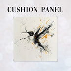 CUSHION Panel Charcoal and Gold Hummingbird CP-310