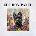 CUSHION Panel Cute Floral Black Westie CP-312