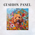 CUSHION Panel Floral Brown Poodle CP-318