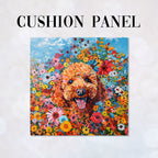 CUSHION Panel Floral Brown Poodle CP-318