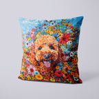 CUSHION Panel Floral Brown Poodle CP-318