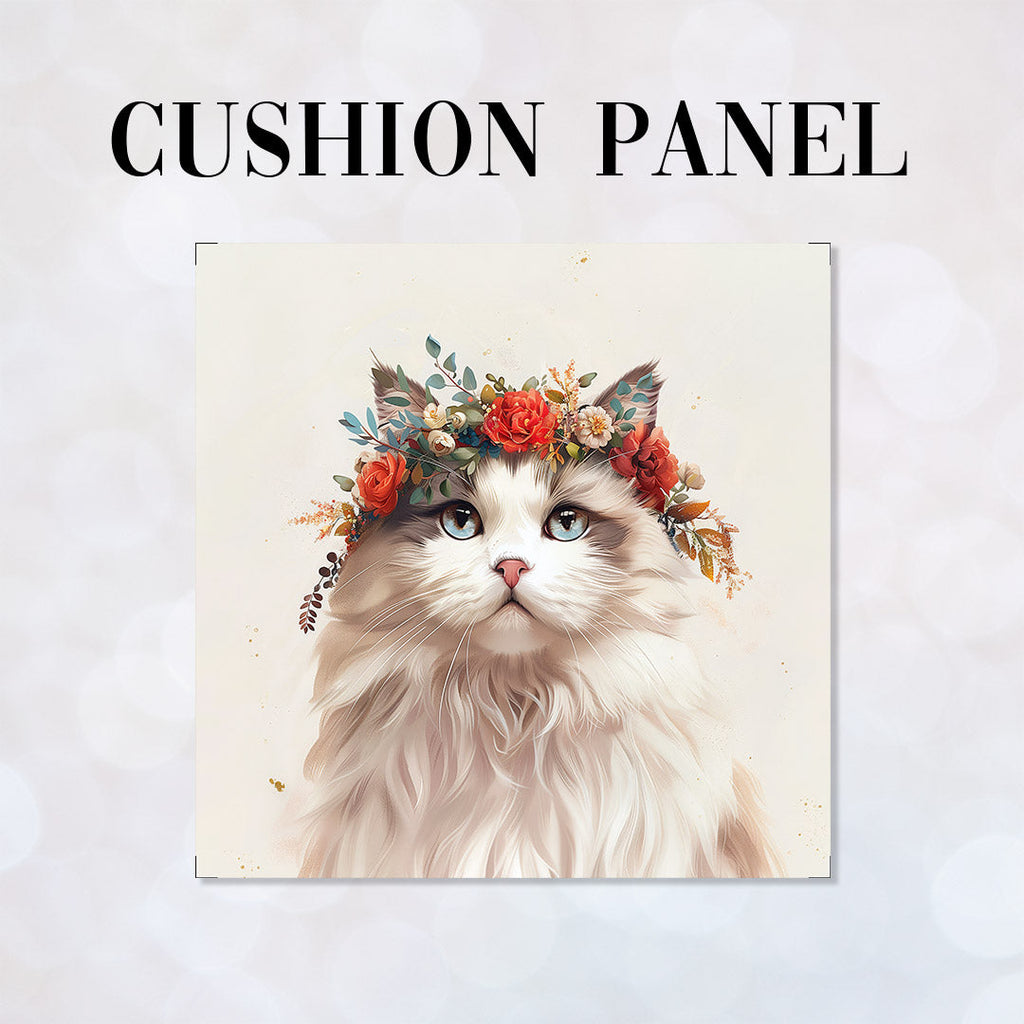 CUSHION Panel Floral Headband Ragdoll Cat CP-320