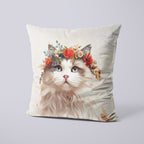 CUSHION Panel Floral Headband Ragdoll Cat CP-320
