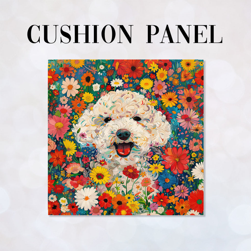 CUSHION Panel Floral Poodle Pup CP-322