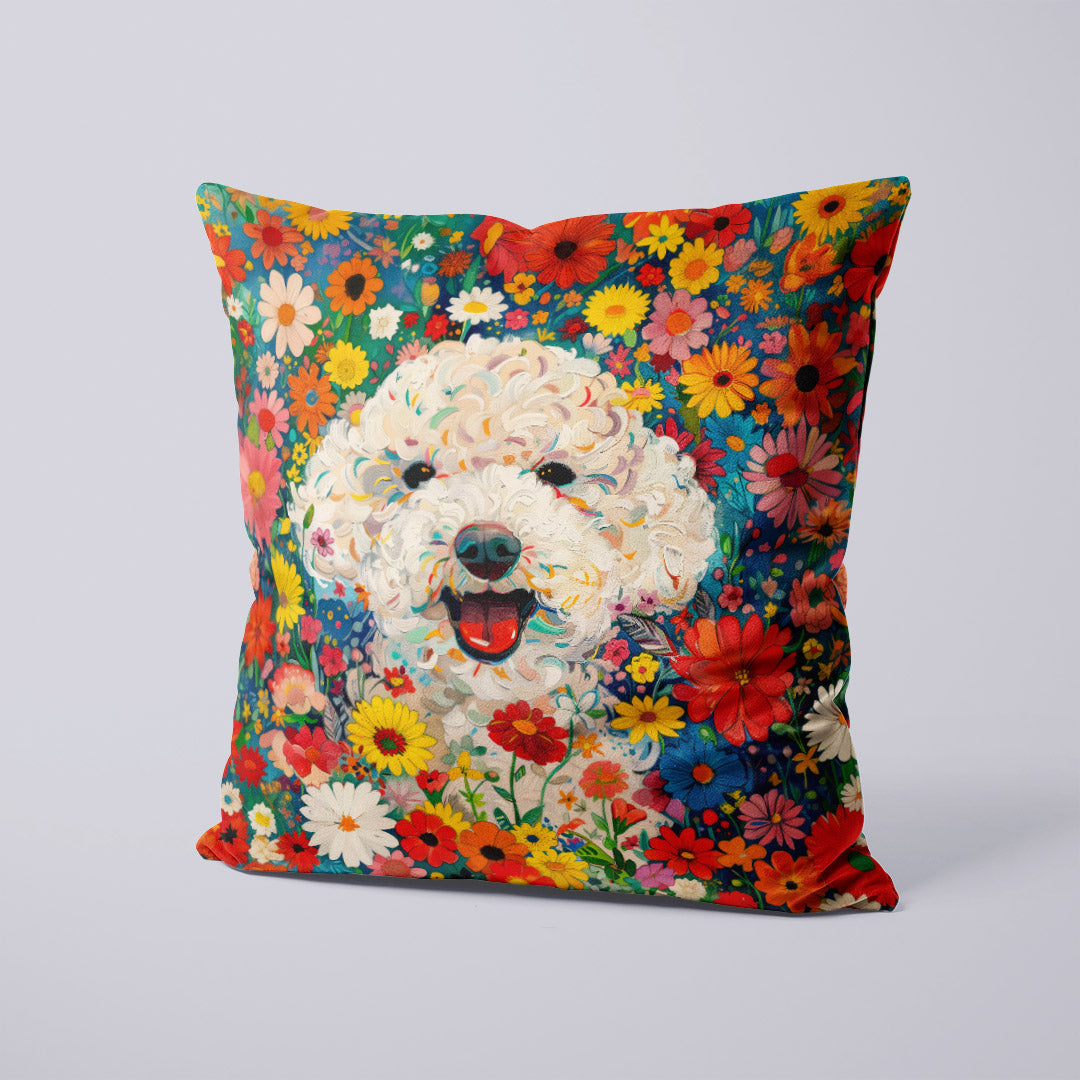 CUSHION Panel Floral Poodle Pup CP-322