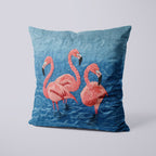 CUSHION Panel Embroidered Flamingos CP-365