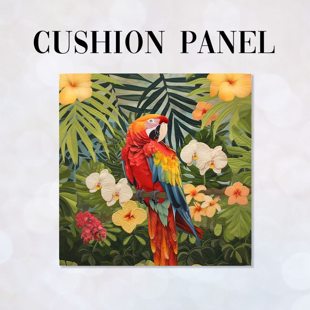 CUSHION Panel Quilted Macaw Parrot CP-374
