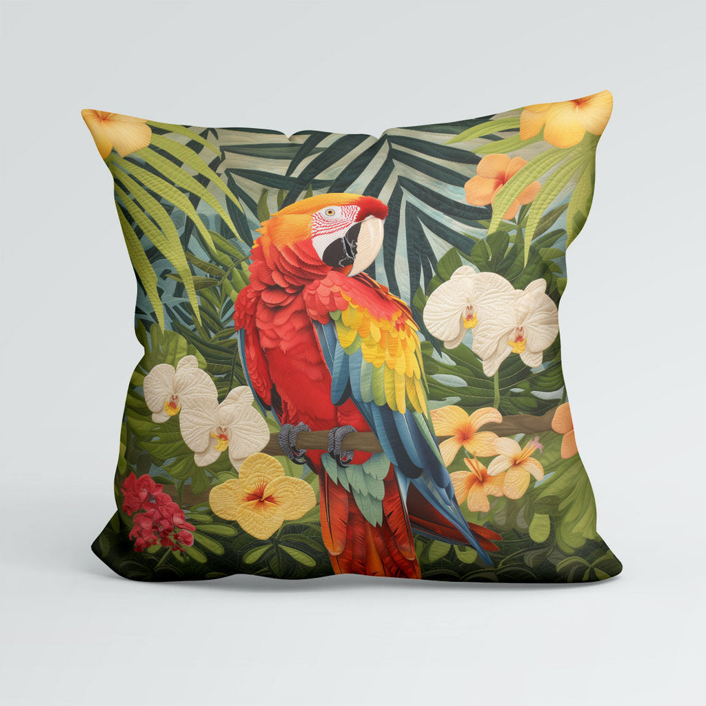 CUSHION Panel Quilted Macaw Parrot CP-374