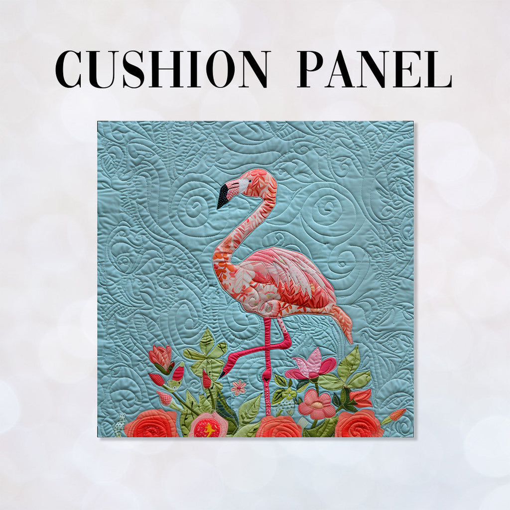 CUSHION Panel Quilted Flamingo CP-383