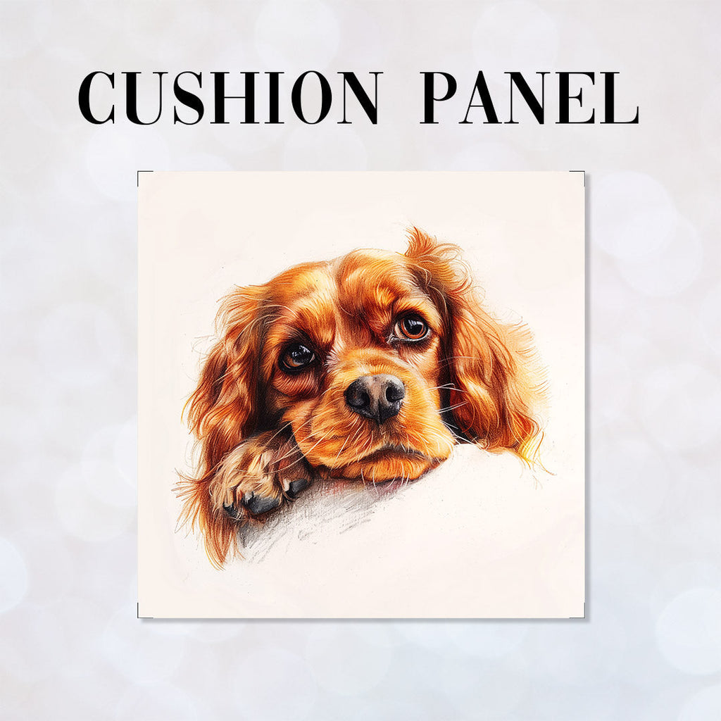 CUSHION Panel Cute Ruby Cavalier Spaniel CP-406
