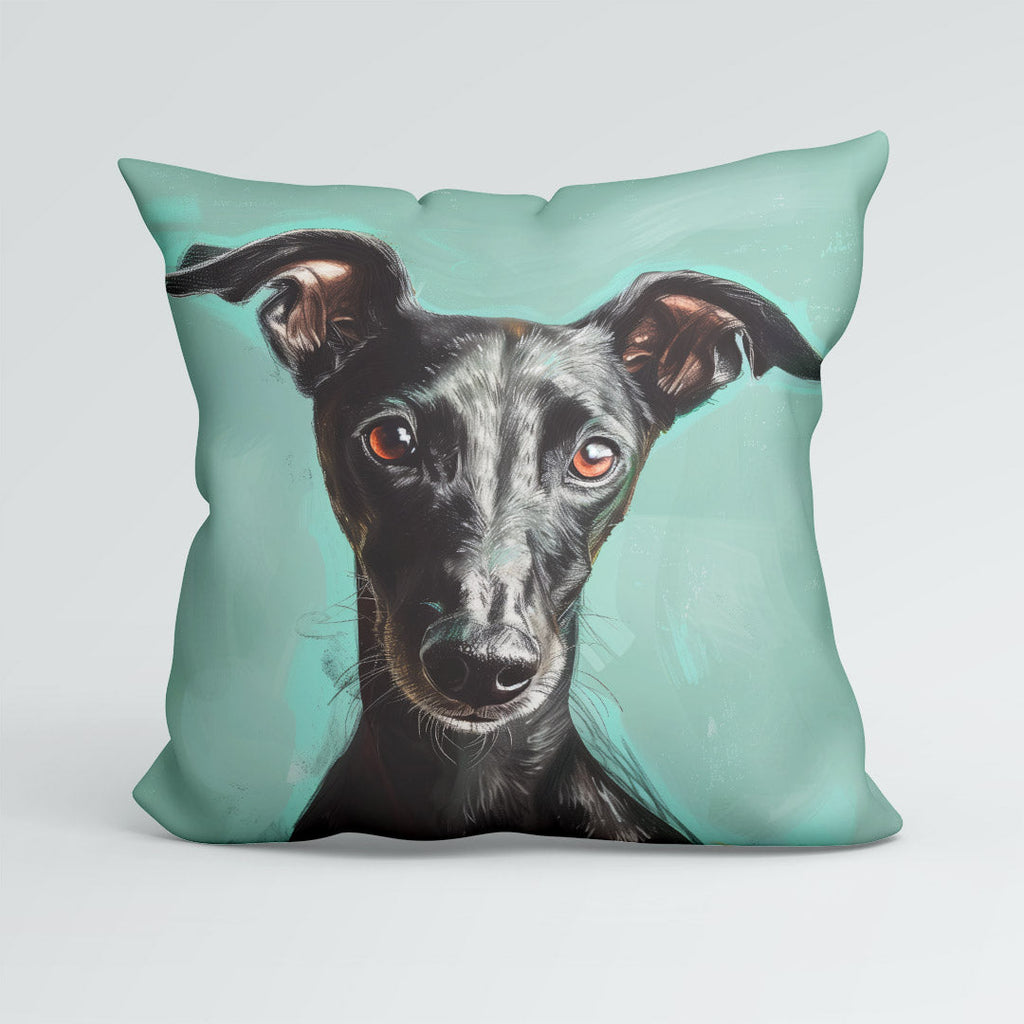 CUSHION Panel Black Greyhound On Mint CP-410