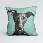 CUSHION Panel Black Greyhound On Mint CP-410