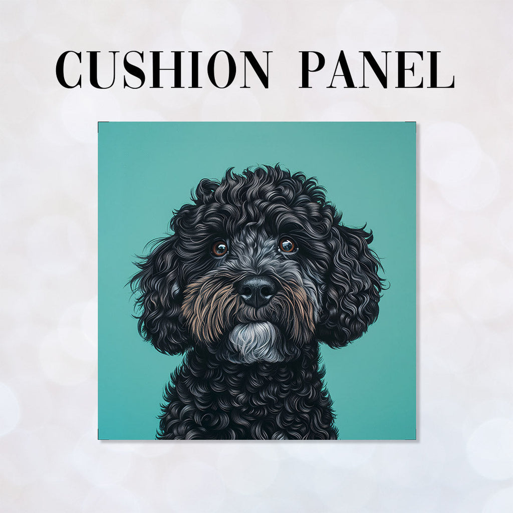 CUSHION Panel Black Cockapoo Dog CP-416