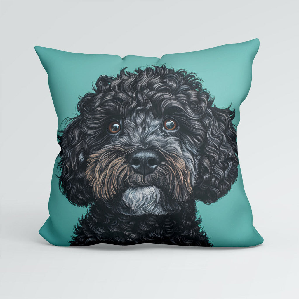 CUSHION Panel Black Cockapoo Dog CP-416