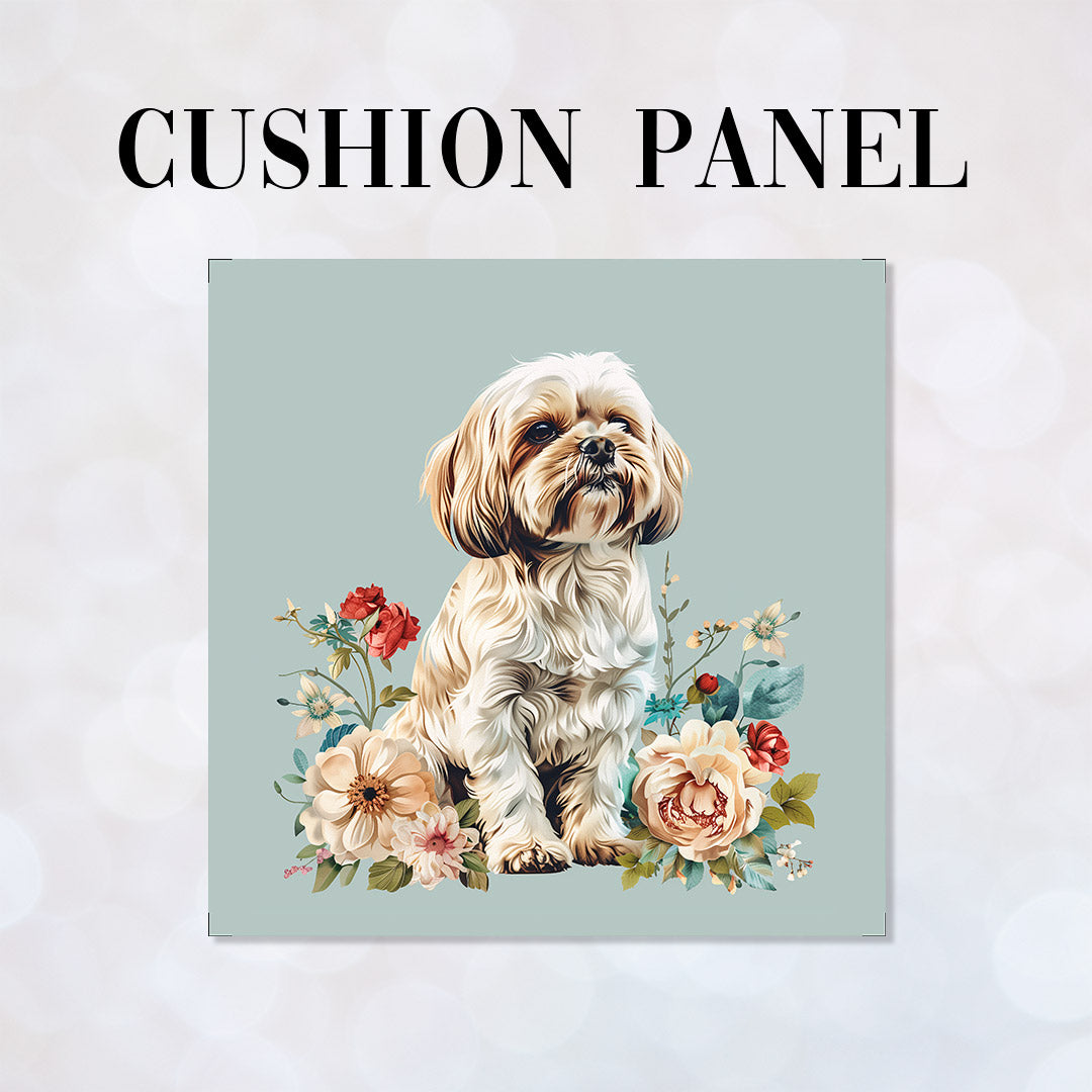 CUSHION Panel Floral Maltese Dog CP-420