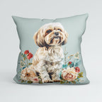 CUSHION Panel Floral Maltese Dog CP-420