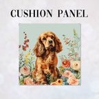 CUSHION Panel Floral Brown Cocker Spaniel CP-423