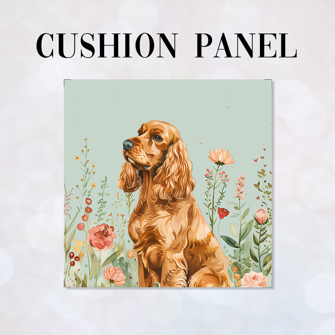 CUSHION Panel Floral Brown Cocker Spaniel 2 CP-424