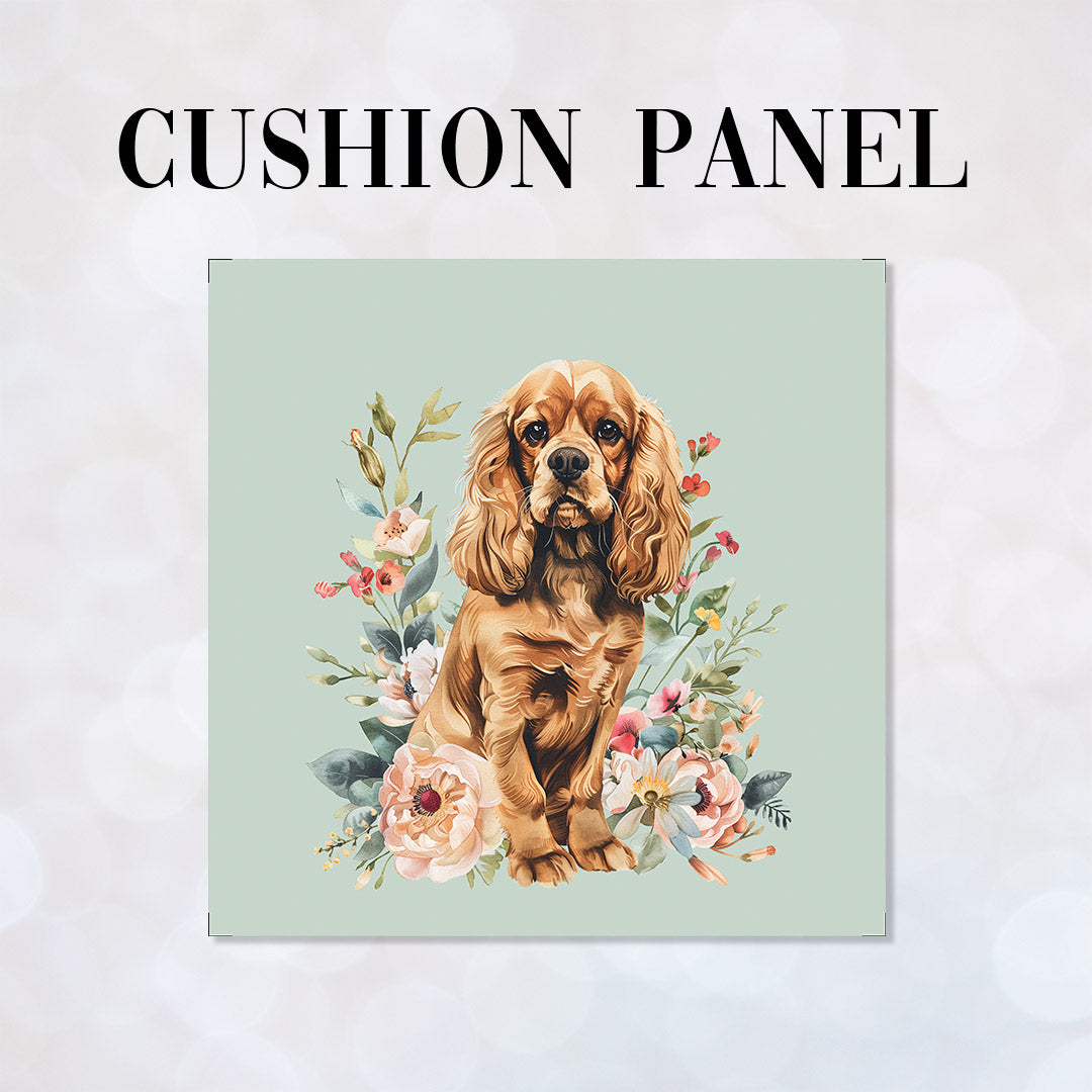 Floral Brown Cocker Spaniel Fabric Panel for sewing Cushions. – Custom ...