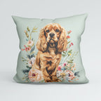 CUSHION Panel Floral Brown Cocker Spaniel 3 CP-425