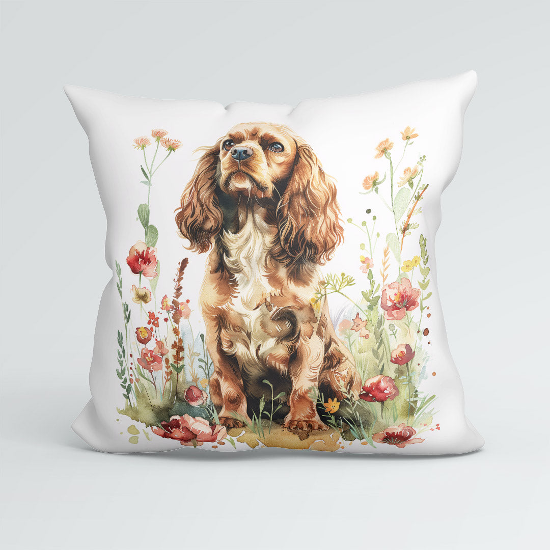 CUSHION Panel Floral Cocker Spaniel CP-426