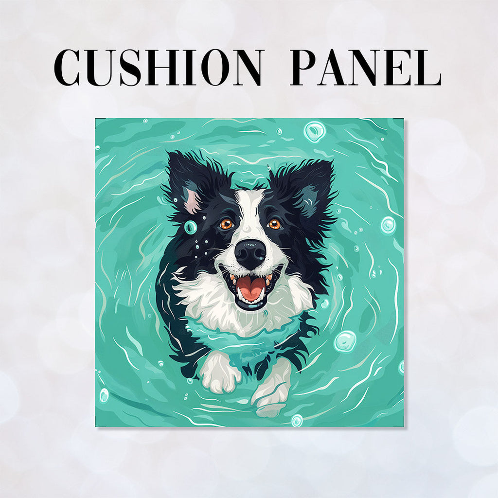CUSHION Panel Swimming Border Collie Dog CP-429