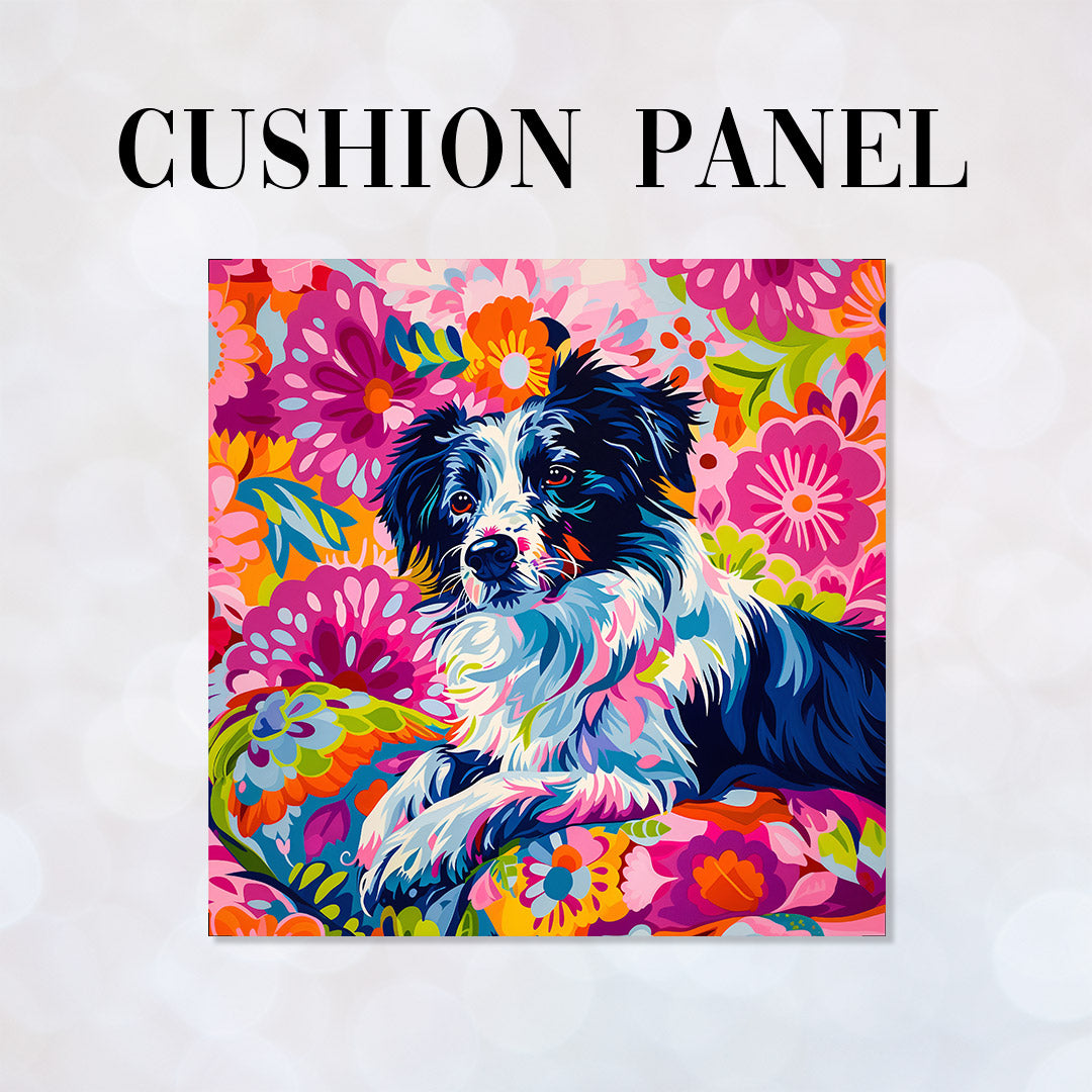 CUSHION Panel Colourful Border Collie Dog CP-430