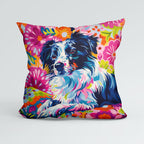 CUSHION Panel Colourful Border Collie Dog CP-430