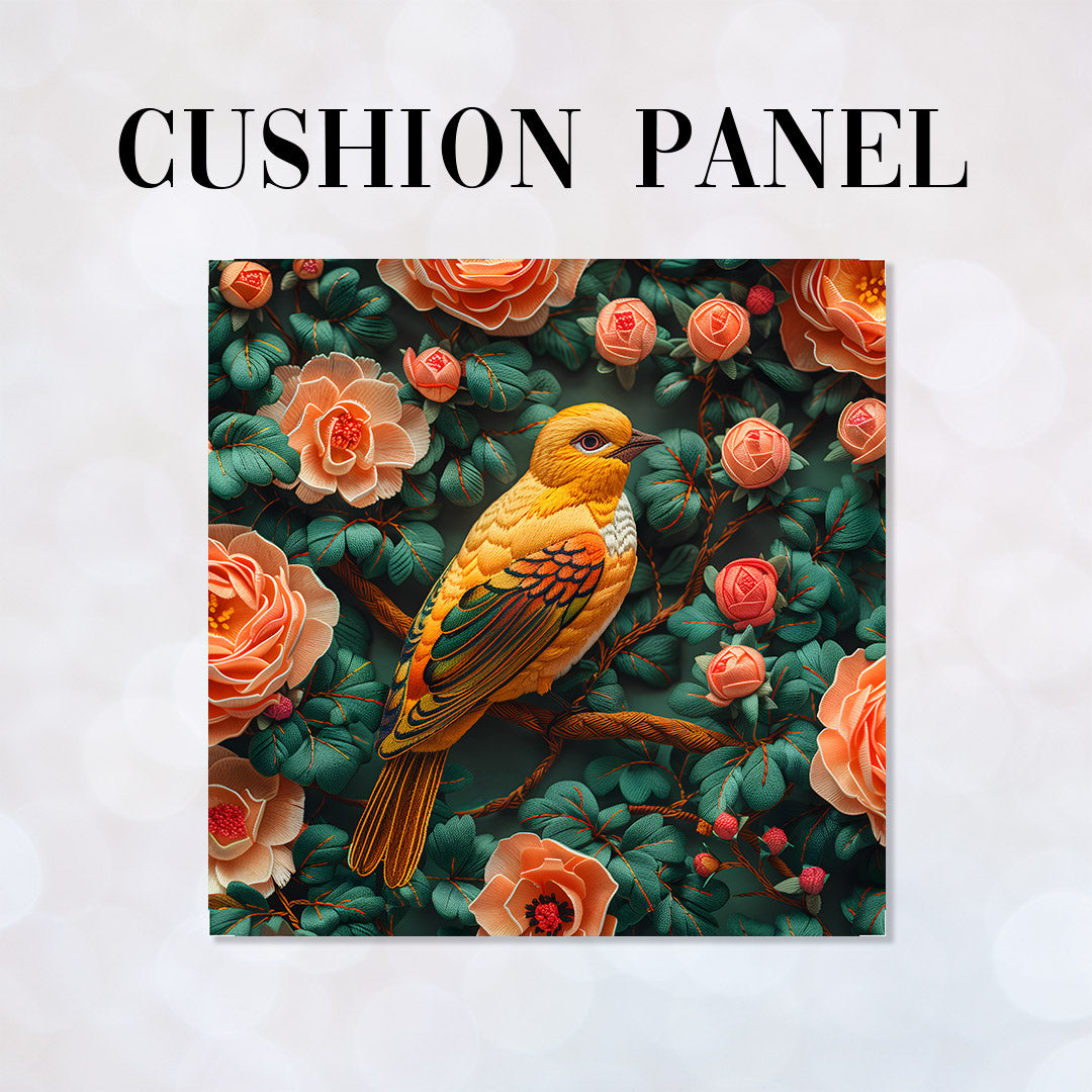 CUSHION Floral Yellow Bird CP-444