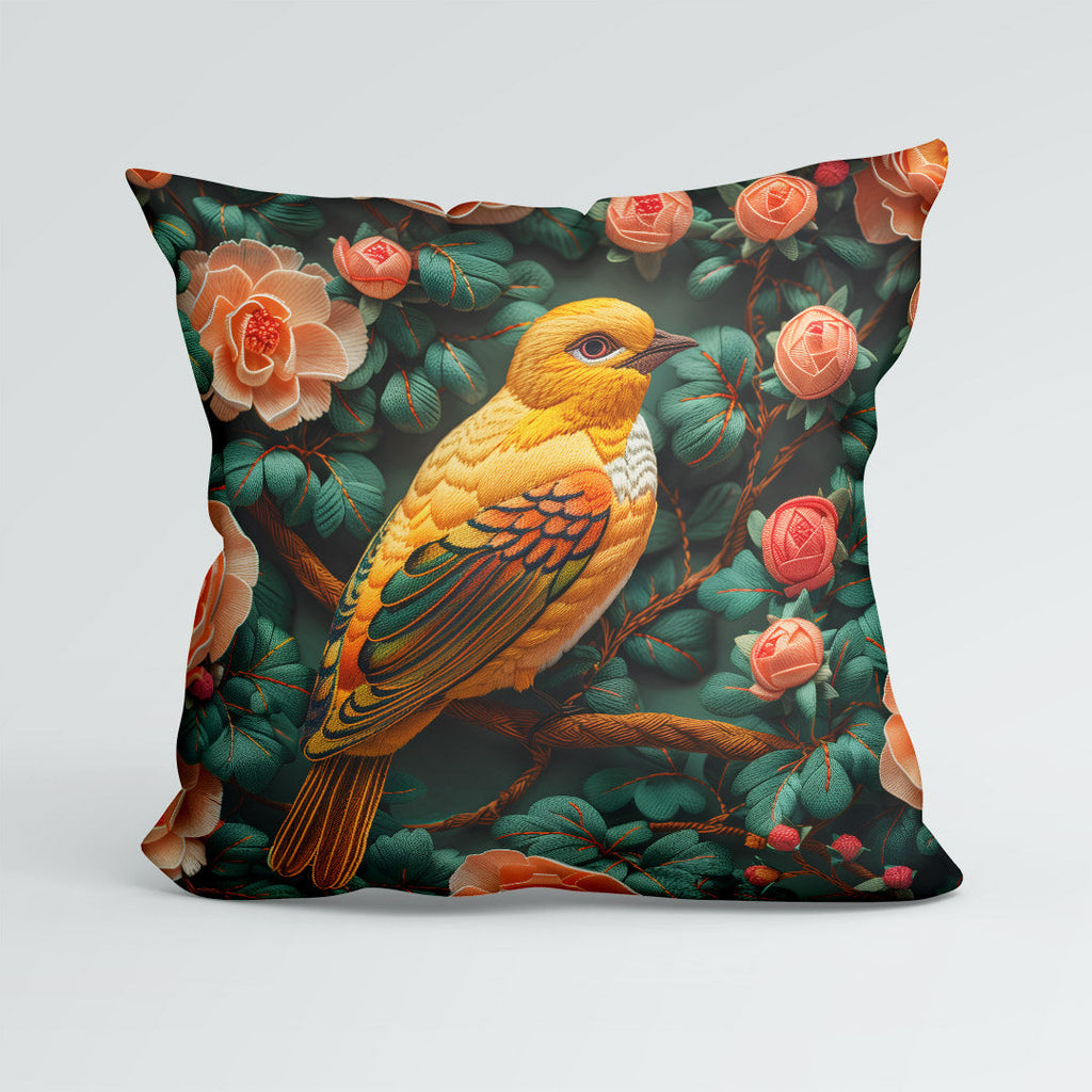CUSHION Floral Yellow Bird CP-444