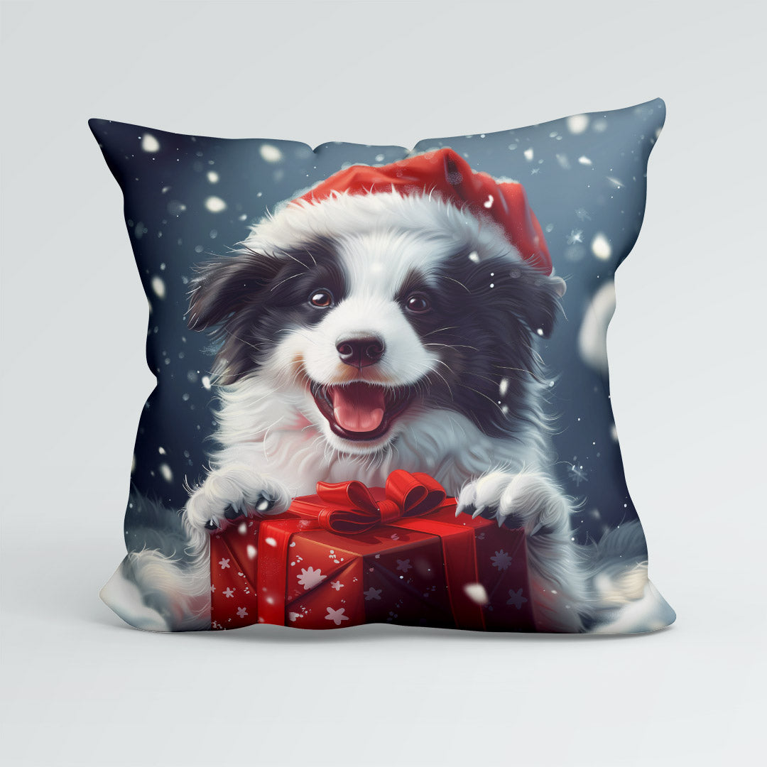 CUSHION Christmas Border Collie Dog CP-469