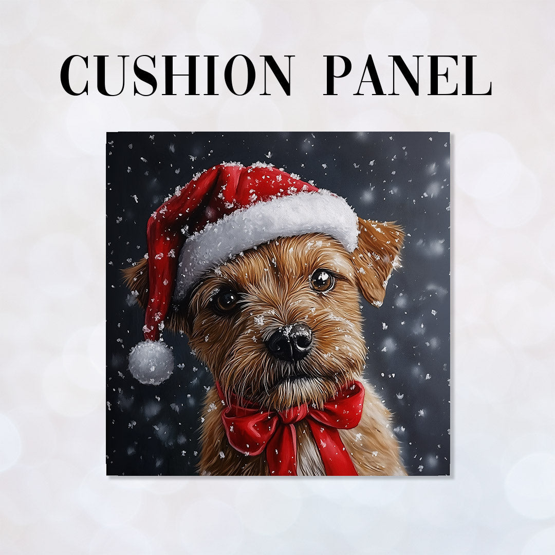 CUSHION Panel Winter Border Terrier Dog CP-480