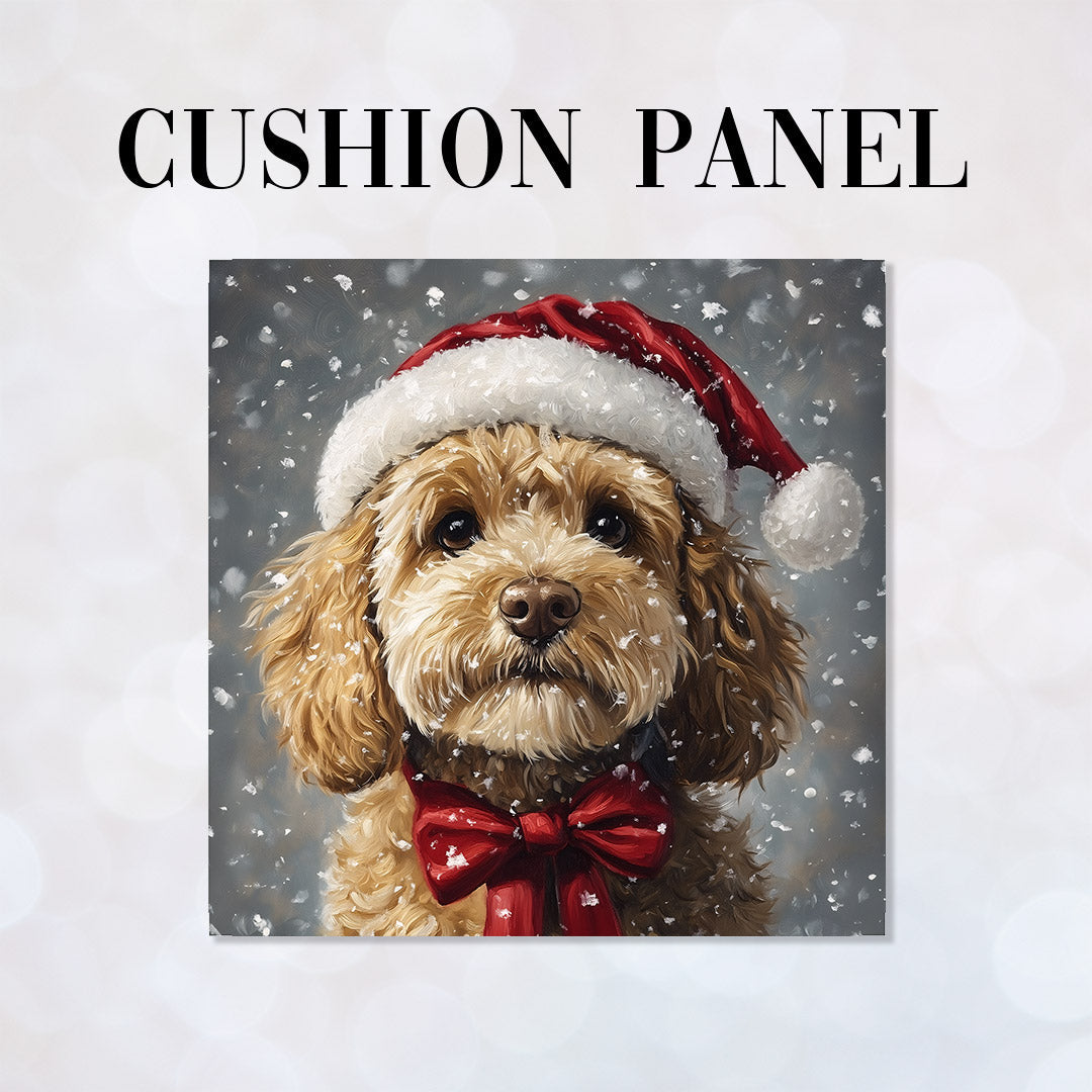 CUSHION Panel Winter Tan Cockapoo Dog CP-482
