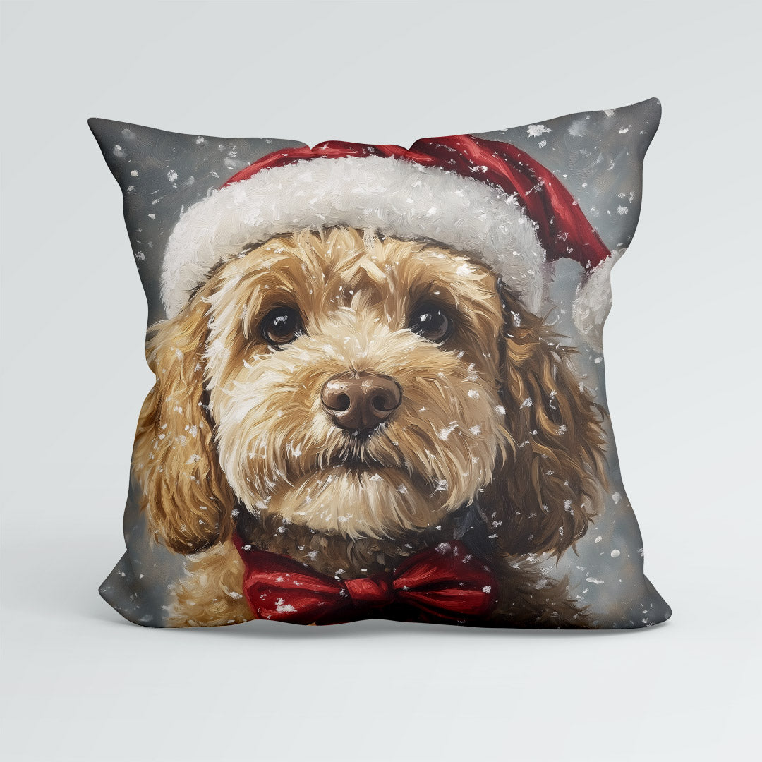 CUSHION Panel Winter Tan Cockapoo Dog CP-482