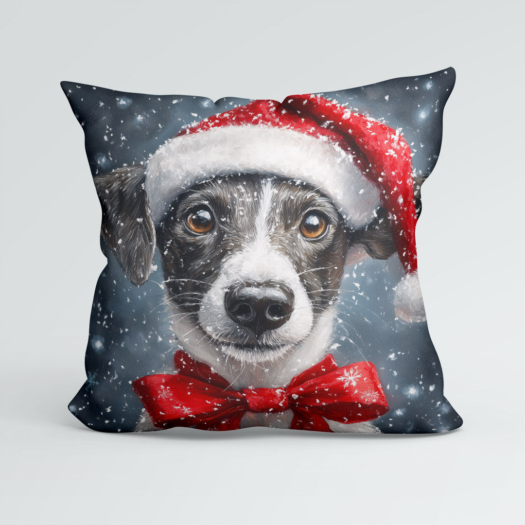 CUSHION Panel Winter Jack Russell Dog CP-484