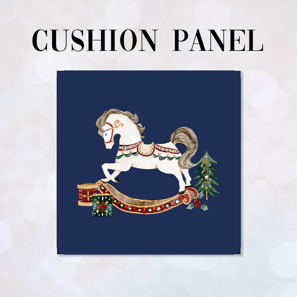 CUSHION Panel Nutcracker Rocking Horse Navy CP-491