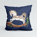 CUSHION Panel Nutcracker Rocking Horse Navy CP-491