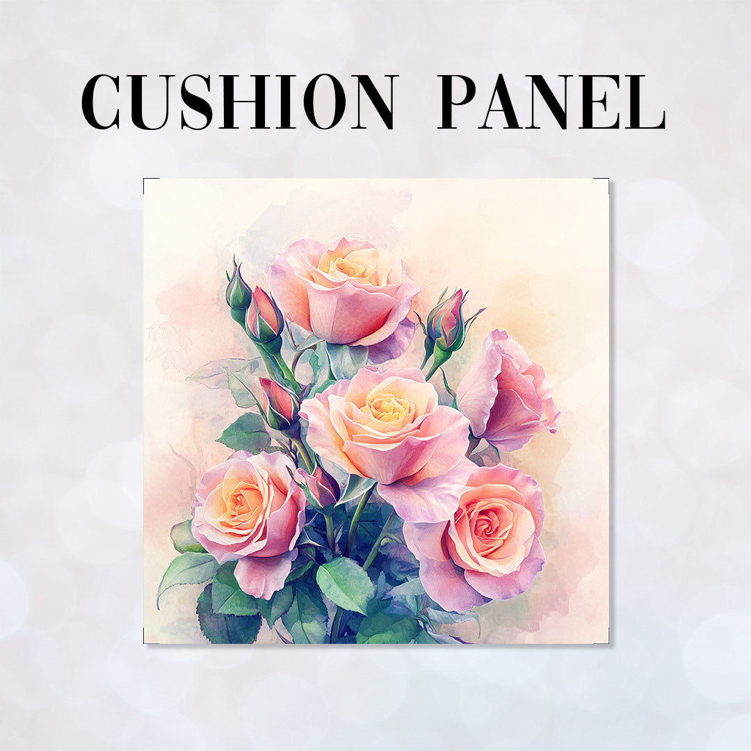 CUSHION Watercolour Roses Boquet Fabric Panel CP-510