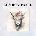 CUSHION Floral Highland Cow  Fabric Panel CP-518