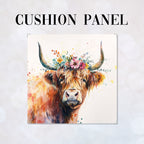 CUSHION Spring Highland Cow Fabric Panel CP-519
