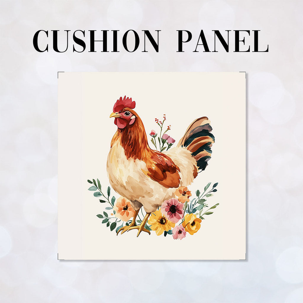 CUSHION Floral Chicken Fabric Panel CP-529