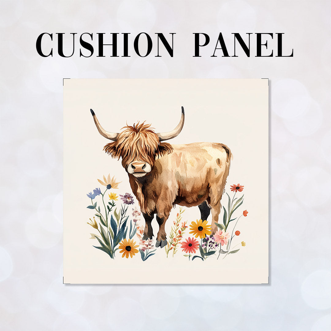 CUSHION Vintage Floral Cow Fabric Panel CP-533