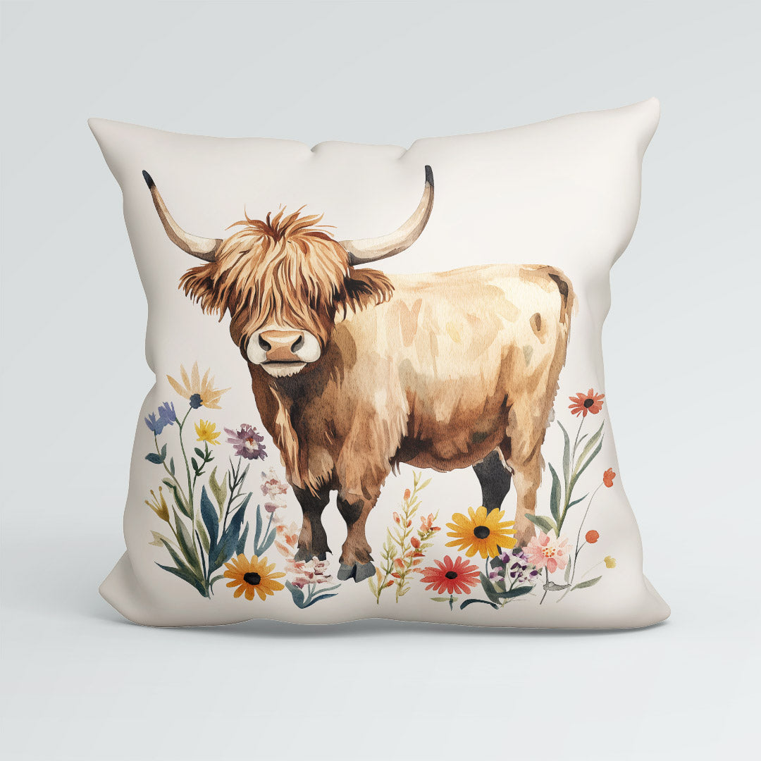 CUSHION Vintage Floral Cow Fabric Panel CP-533