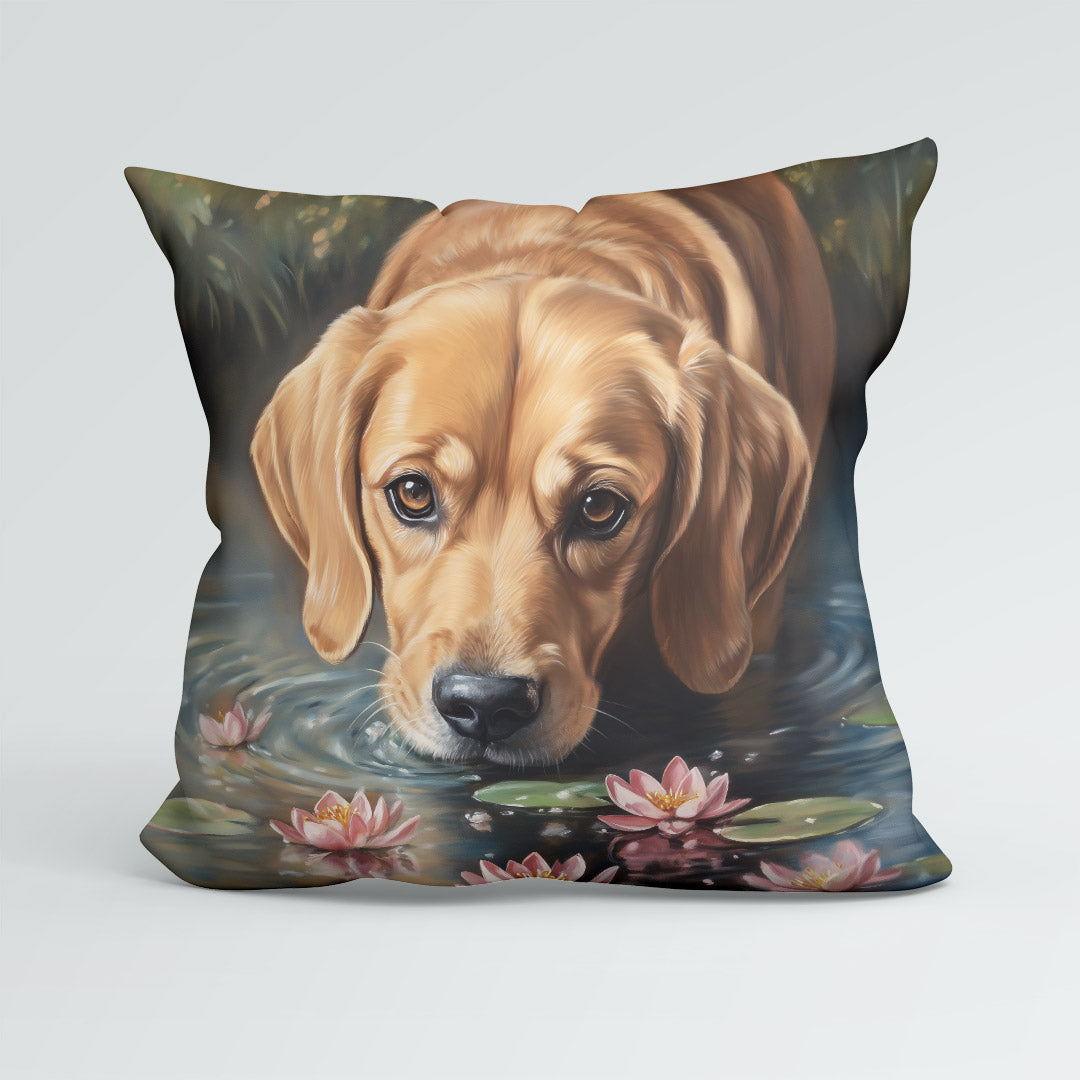 CUSHION Beagle and Waterlillies Fabric Panel CP-560