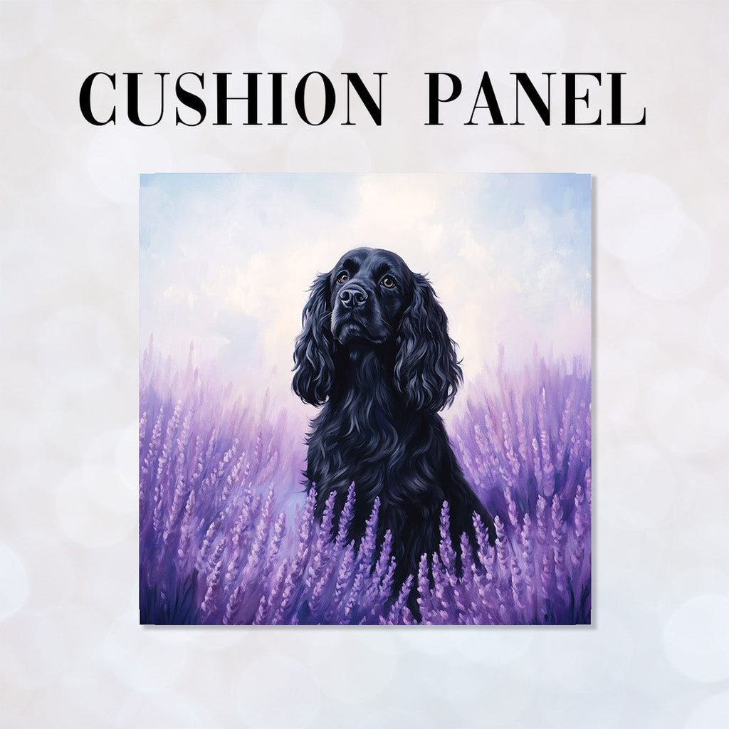 CUSHION Lavender Black Spaniel Fabric Panel CP-561