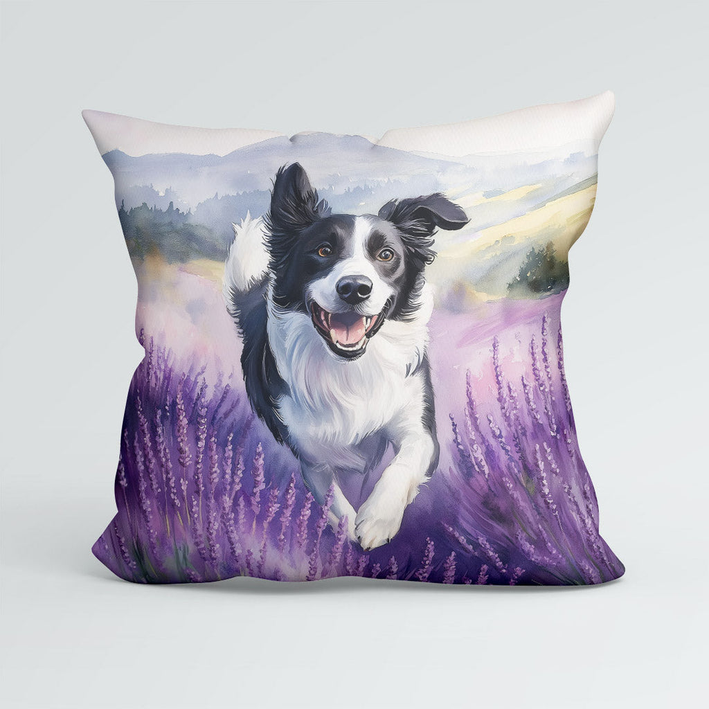 CUSHION Lavender Border Collie Fabric Panel CP-562